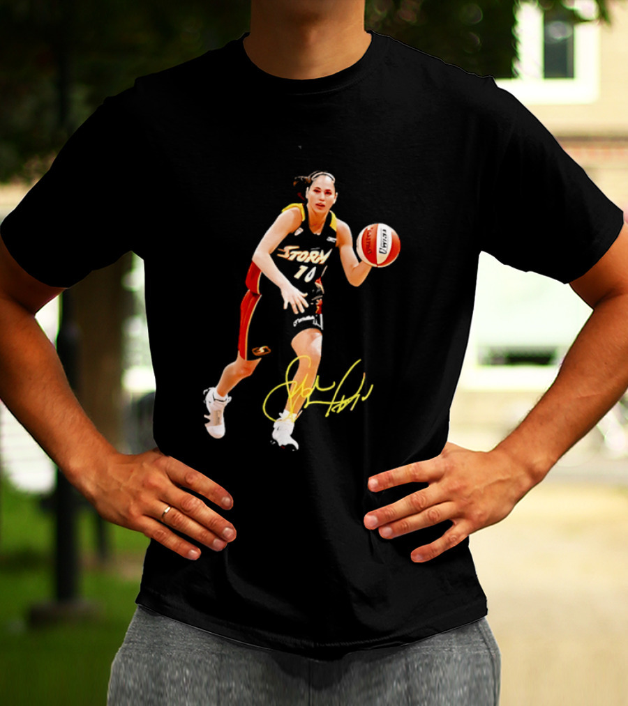 Sue Bird Autograph Seattle Storm Dribbling Basketball 10 T-Shirt