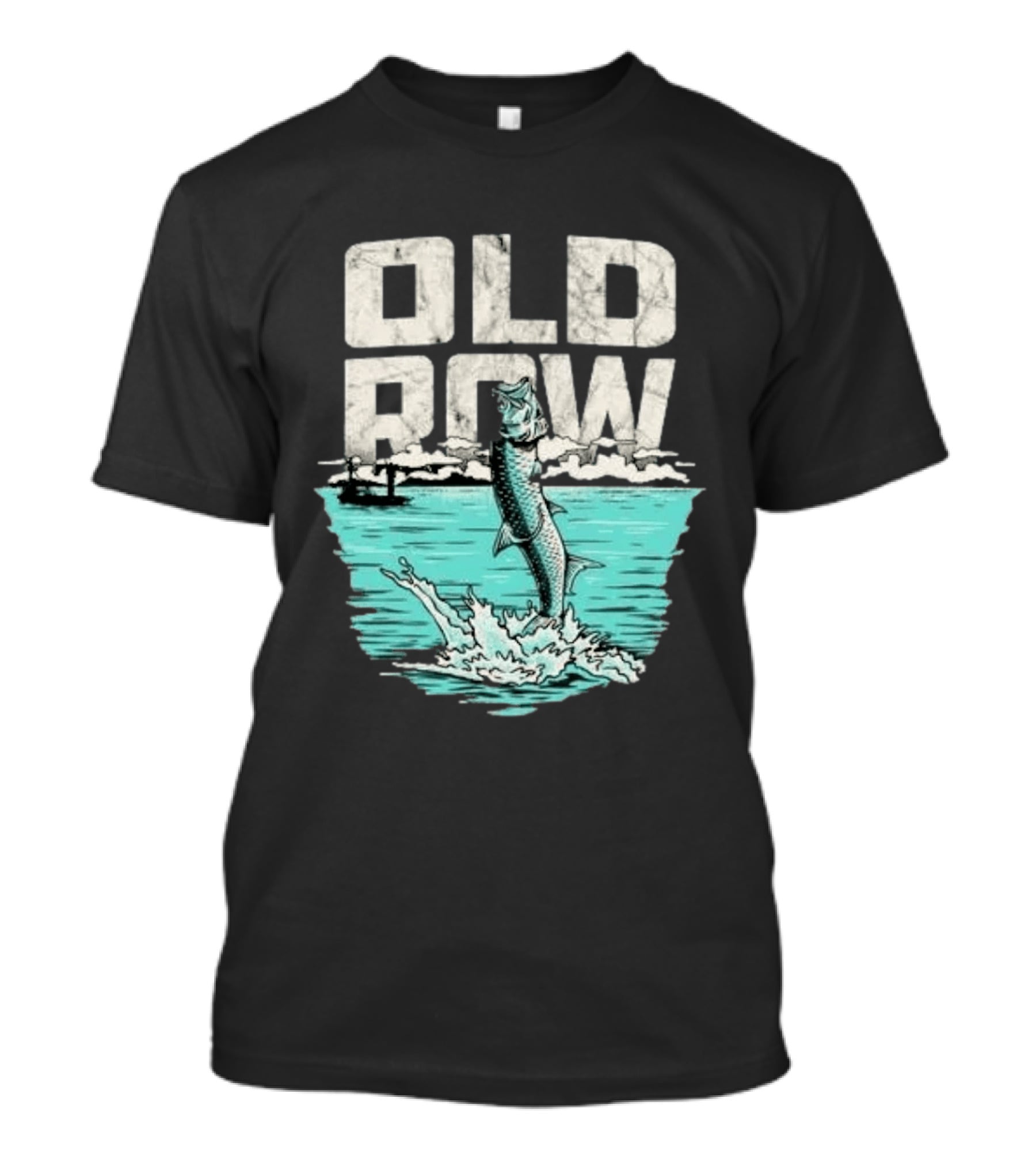 Old Row Tarpon Jumping Fishing Scene T-Shirt