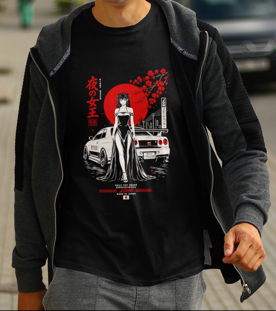Yoru No Joō Night Queen Legend JDM Speed Hunter Built For Honor Tokyo Drift Skyline T-Shirt