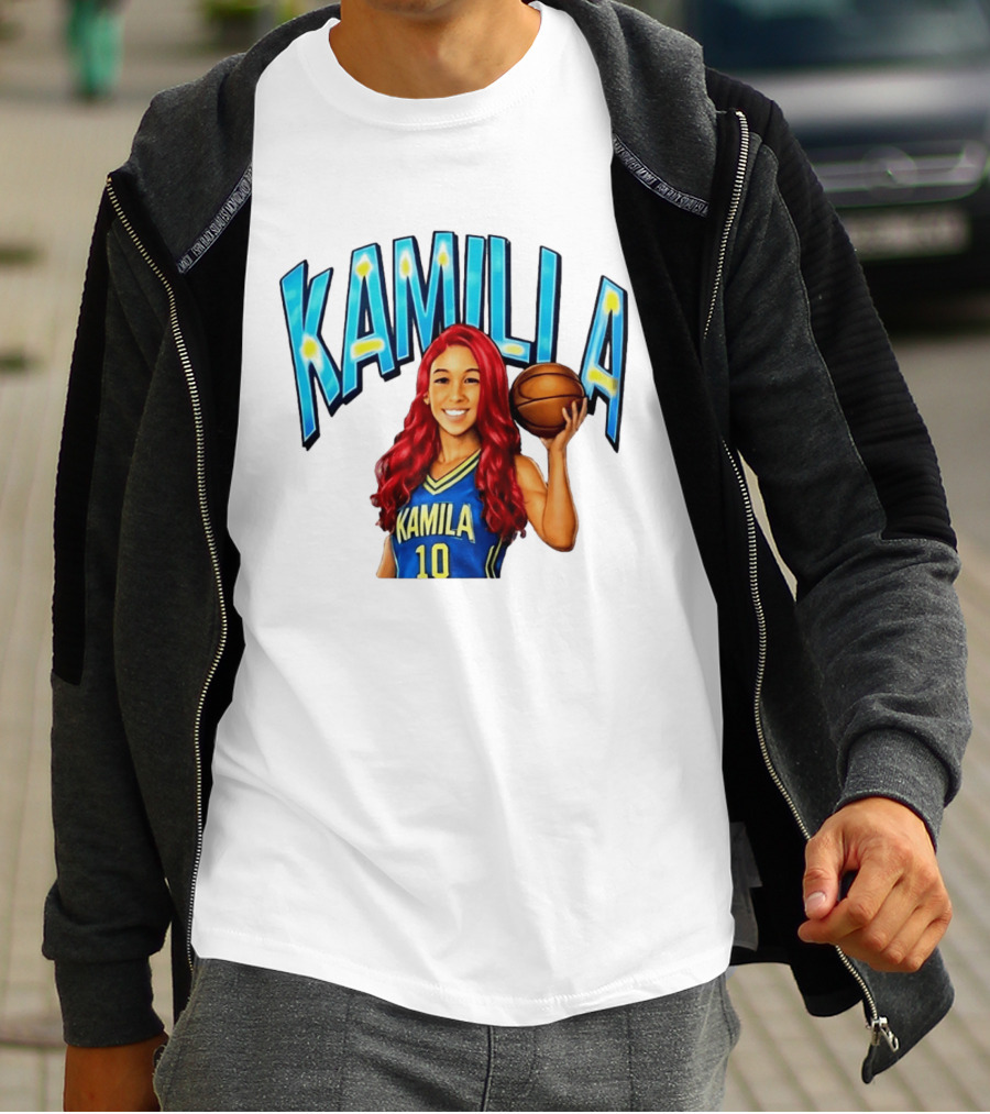 Kamilla Cardoso Basketball Art With Blue And Yellow Jersey T-Shirt