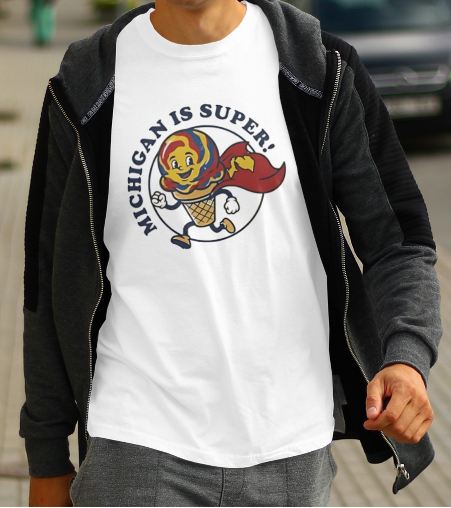 Michigan Is Super Superman Ice Cream Hero Cape Scoops T-Shirt