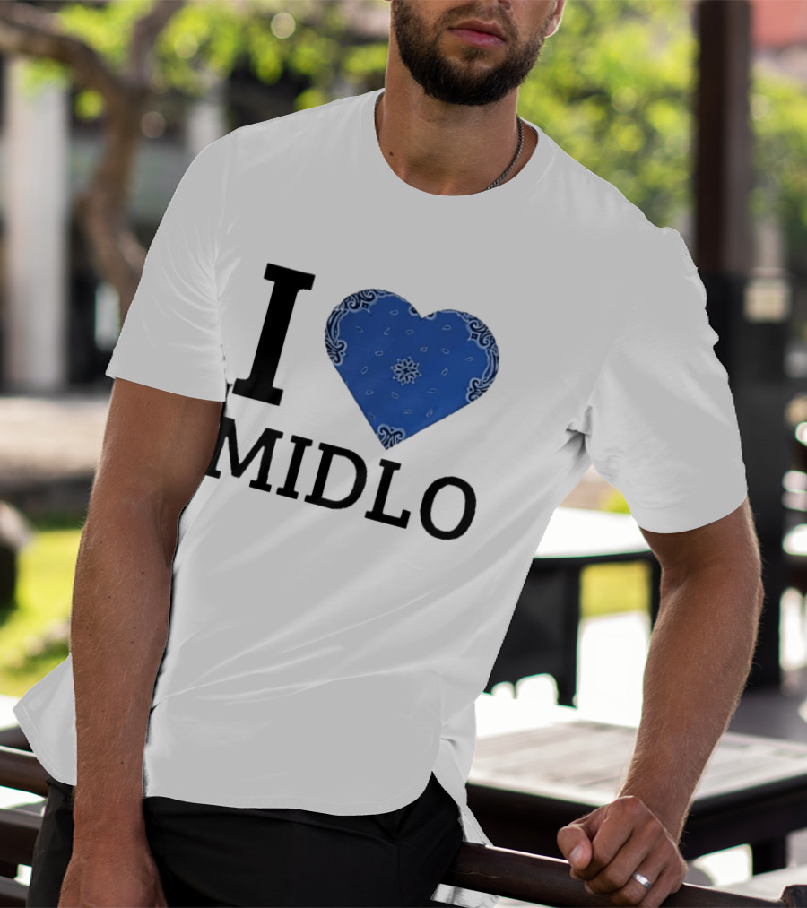 Midlo Love I Heart Blue Bandana T-Shirt