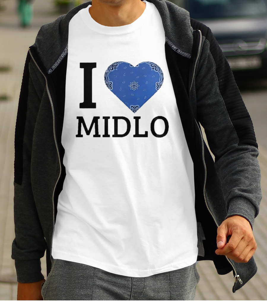 Midlo Love I Heart Blue Bandana T-Shirt