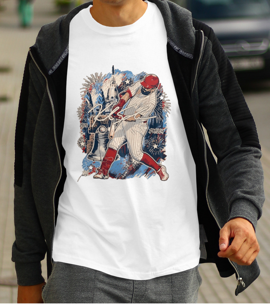 Philadelphia Phillies Kyle Schwarber 2026 MLB All Star Fireworks Philly Liberty Bell T-Shirt