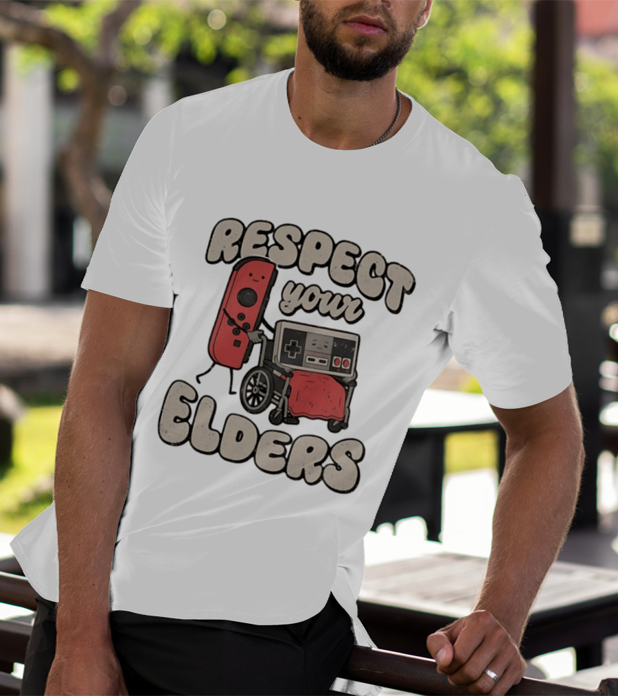 Respect Your Elders Retro Game Console Humor T-Shirt