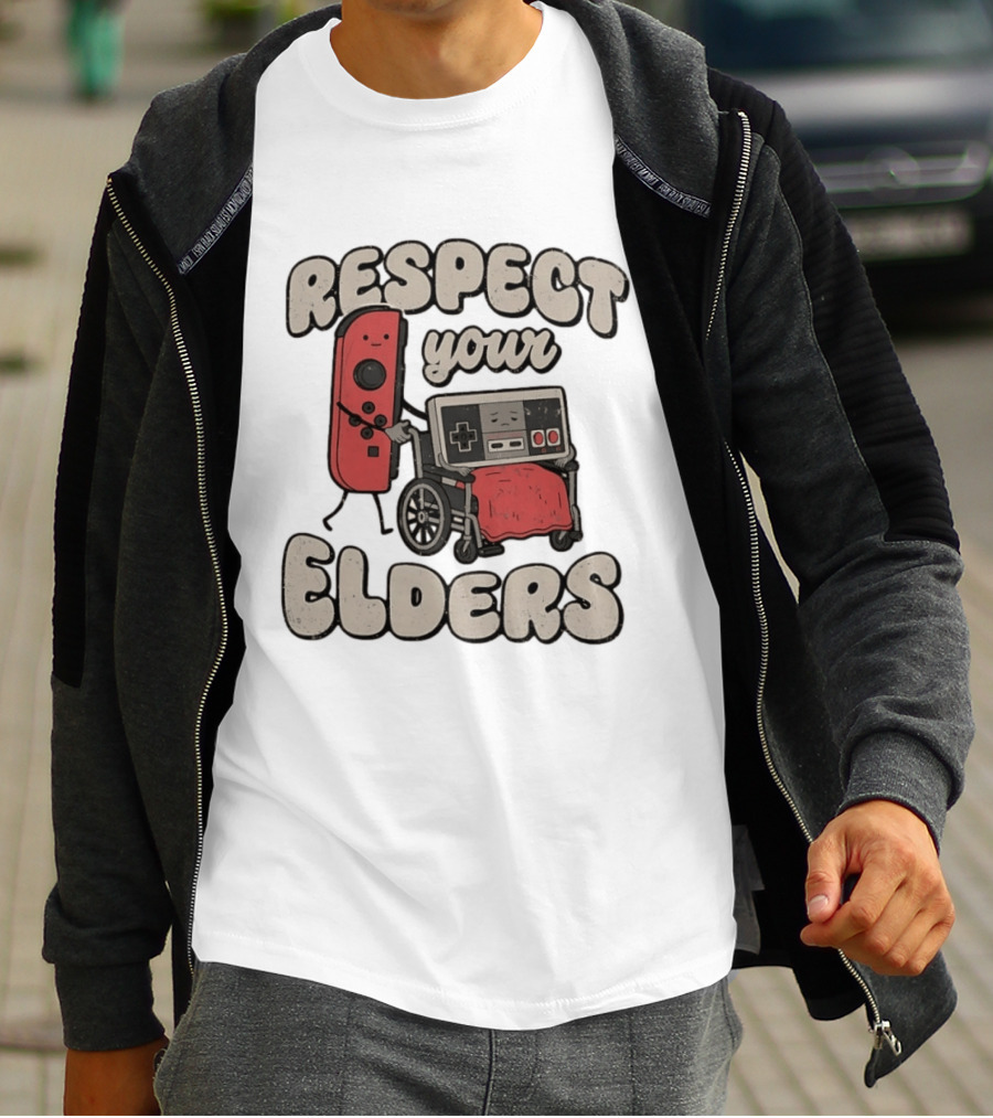 Respect Your Elders Retro Game Console Humor T-Shirt