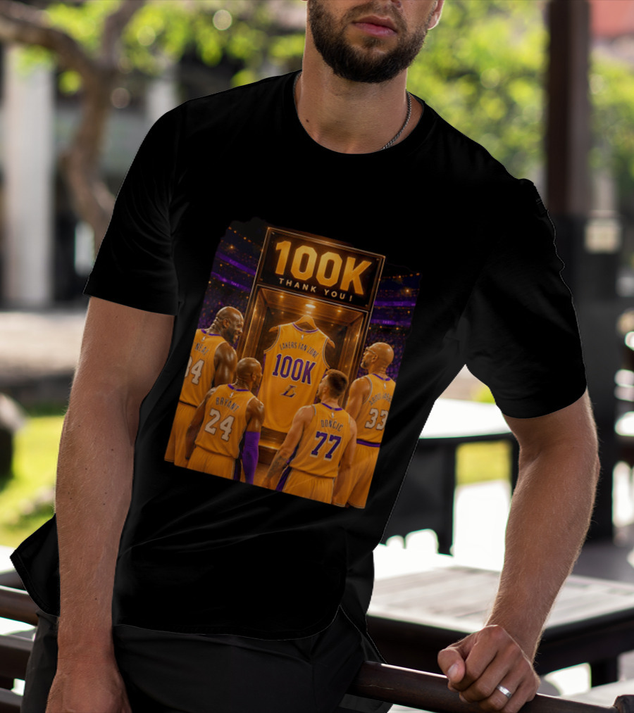 100K Thank You Lakers Fan Zone Players Shaq Kobe Abdul Jabbar T-Shirt