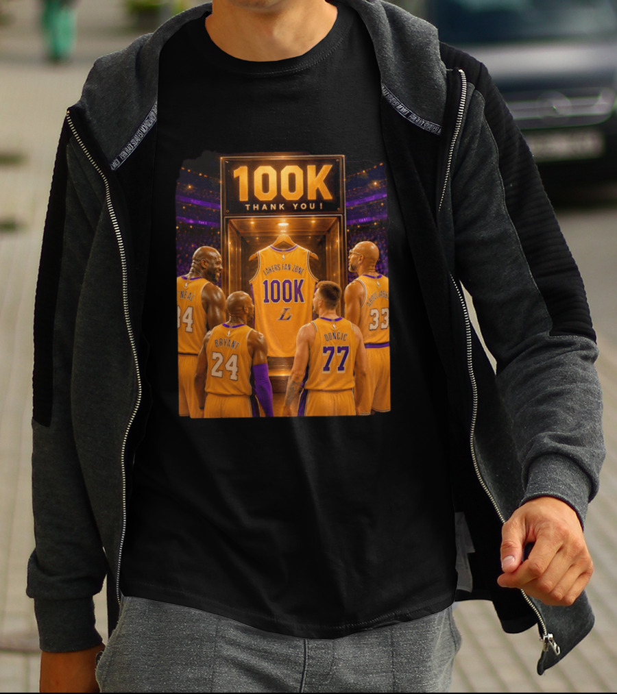 100K Thank You Lakers Fan Zone Players Shaq Kobe Abdul Jabbar T-Shirt