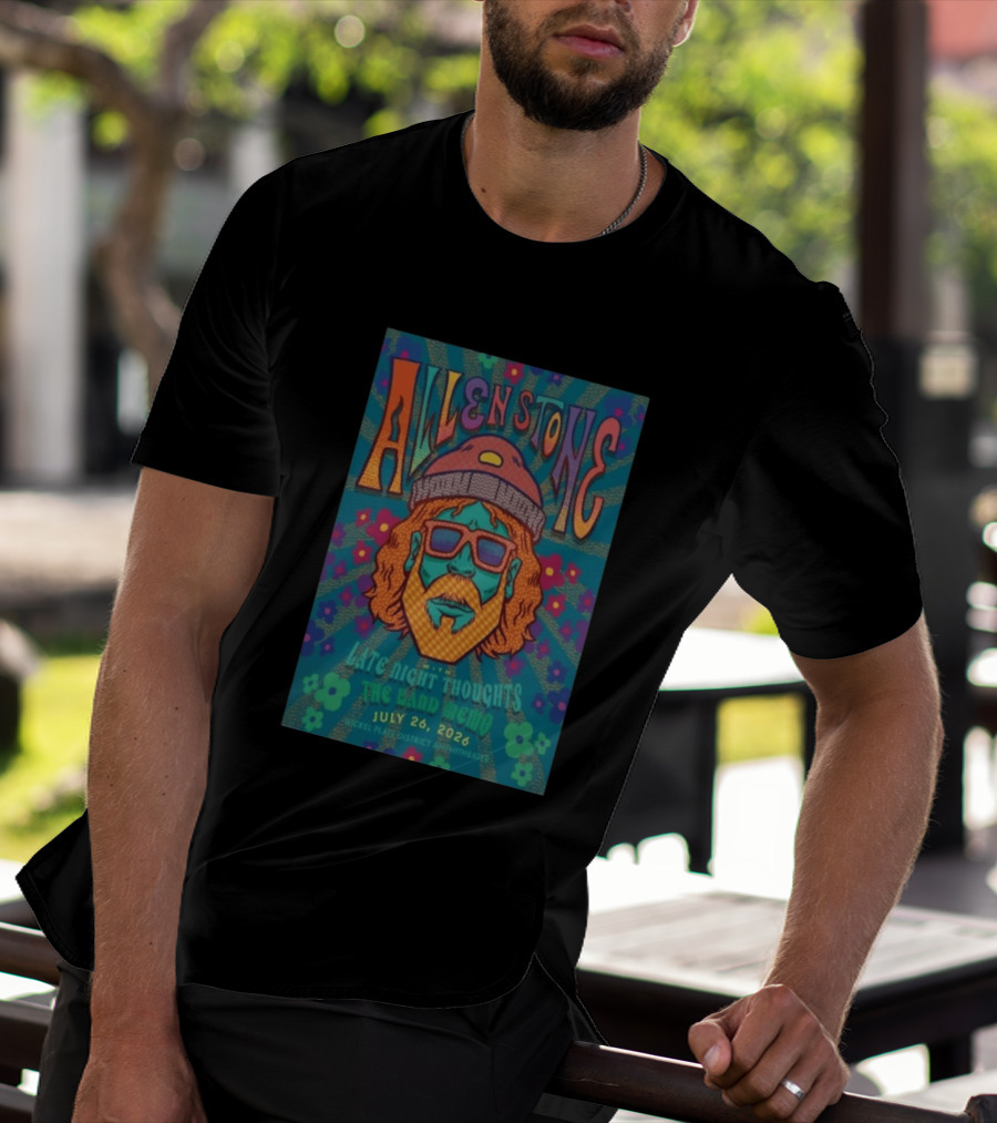 Allen Stone Fishers Indiana Late Night Thoughts The Band Memo July 26 2026 Nickel Plate District Amphitheater T-Shirt