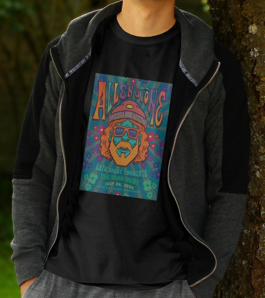 Allen Stone Fishers Indiana Late Night Thoughts The Band Memo July 26 2026 Nickel Plate District Amphitheater T-Shirt