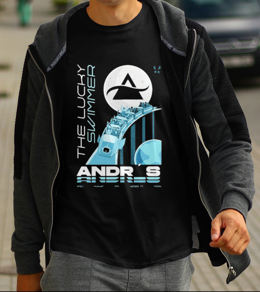 The Lucky Swimmer Andrés Roller Adventure Moon T-Shirt