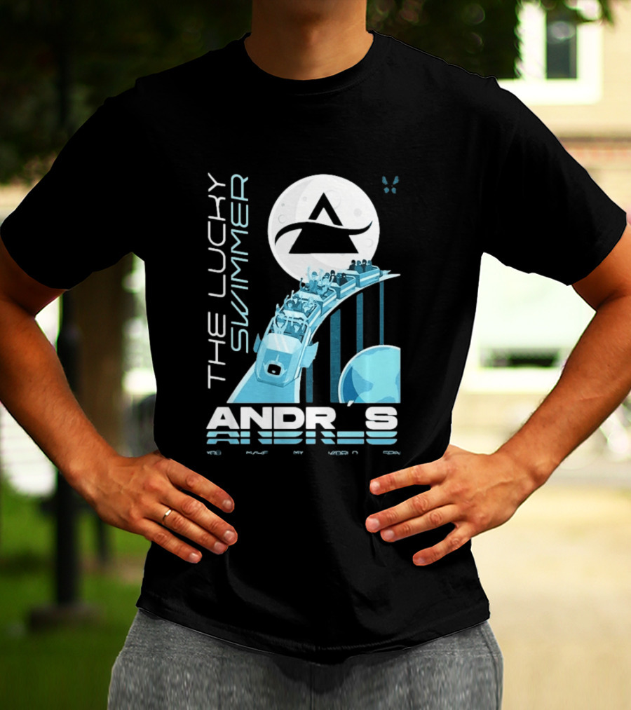 The Lucky Swimmer Andrés Roller Adventure Moon T-Shirt
