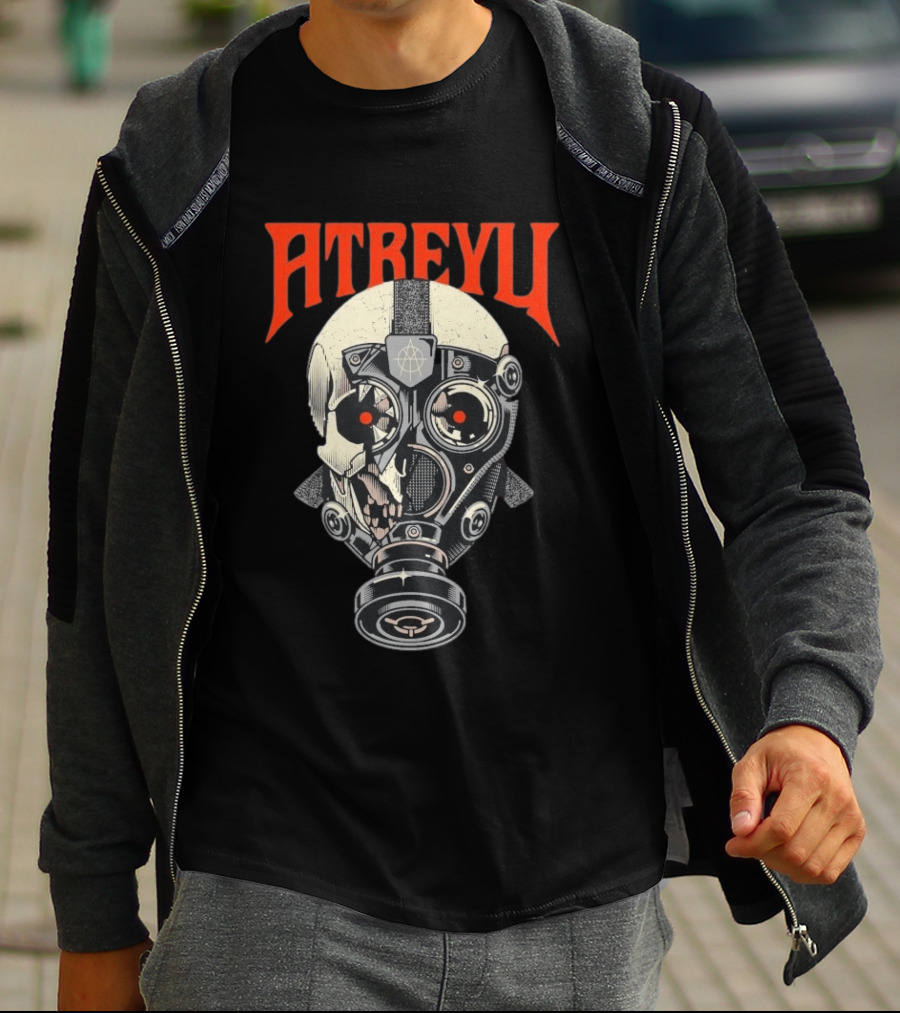 Atreyu Skull Gas Mask With Red Eyes T-Shirt