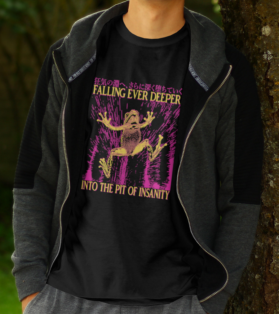 Falling Ever Deeper Into The Pit Of Insanity Frog Neon Burst Japanese T-Shirt