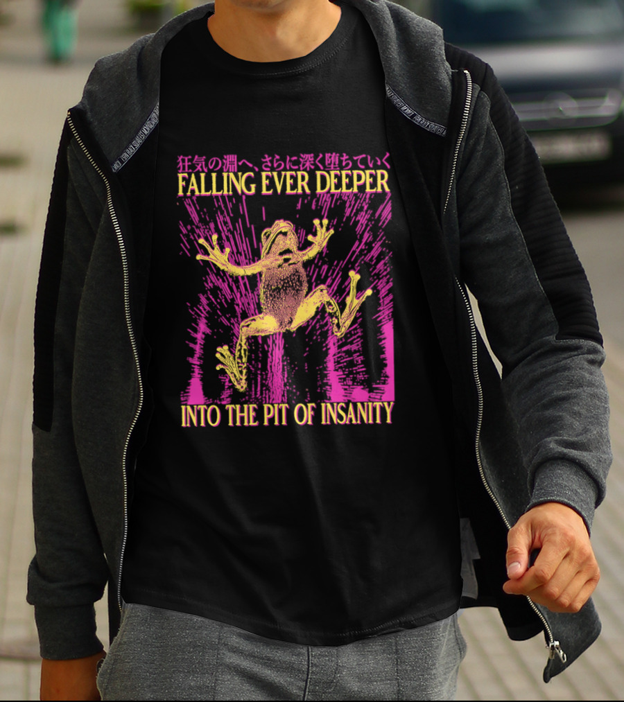 Falling Ever Deeper Into The Pit Of Insanity Frog Neon Burst Japanese T-Shirt
