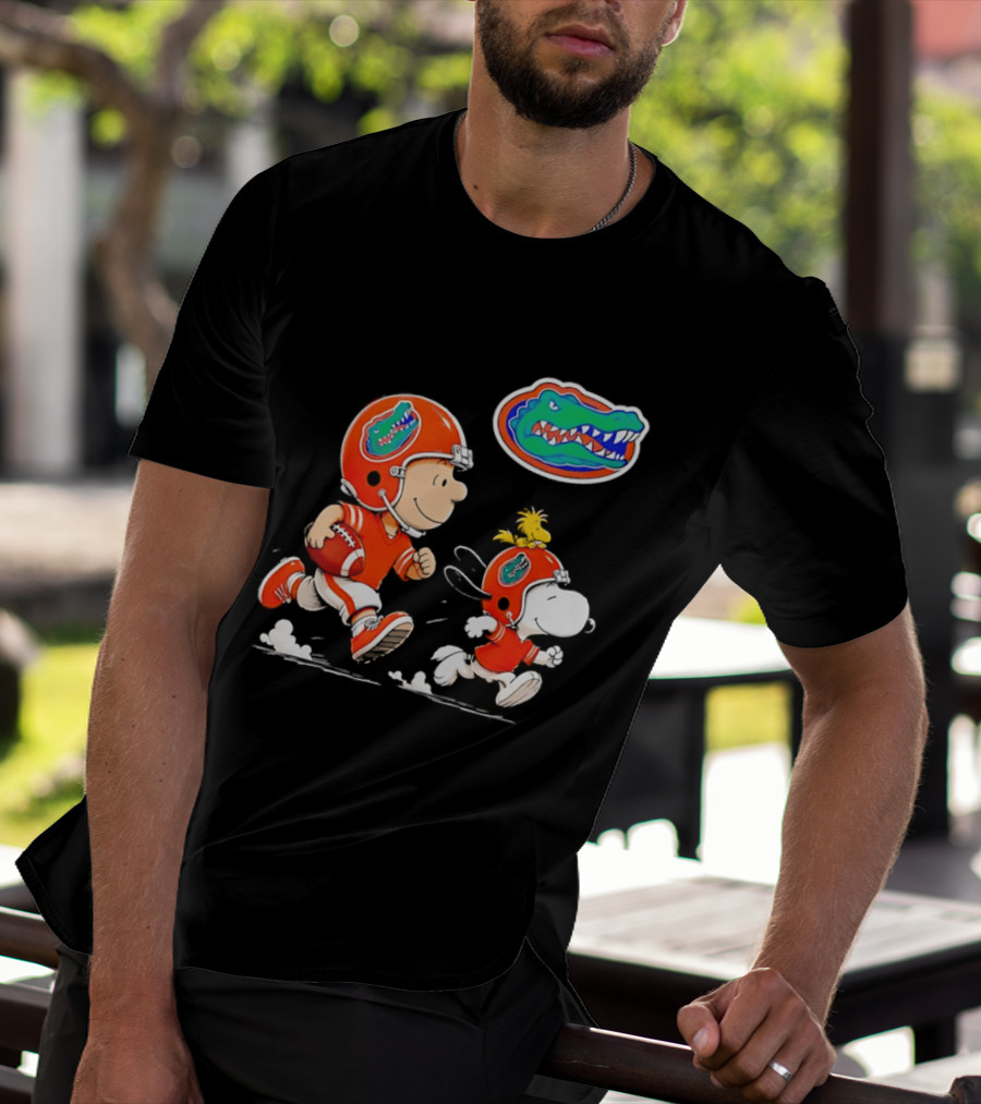 Charlie Brown Snoopy Florida Gators Football Running Kids T-Shirt