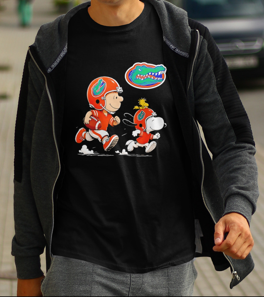 Charlie Brown Snoopy Florida Gators Football Running Kids T-Shirt