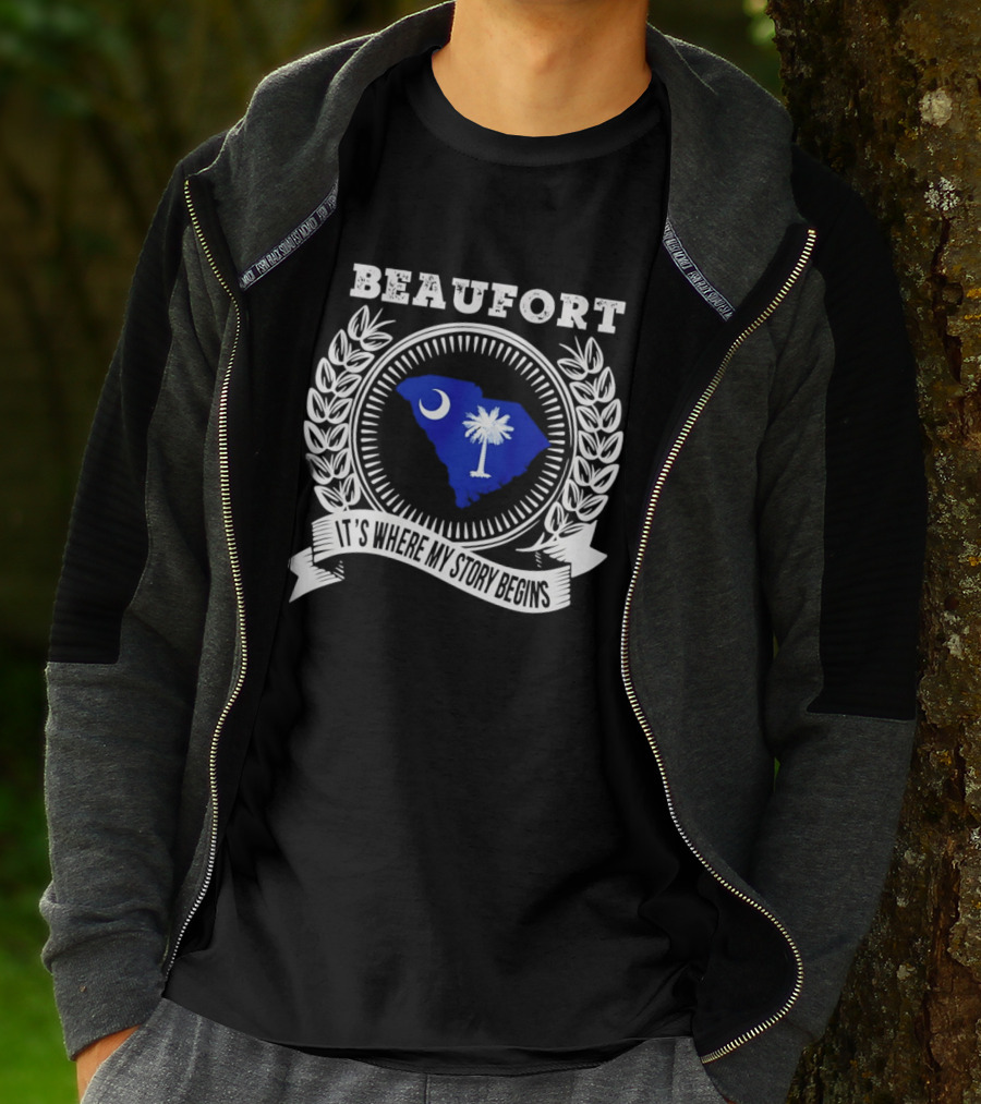 Beaufort South Carolina It's Where My Story Begins Crescent Moon Palmetto State T-Shirt