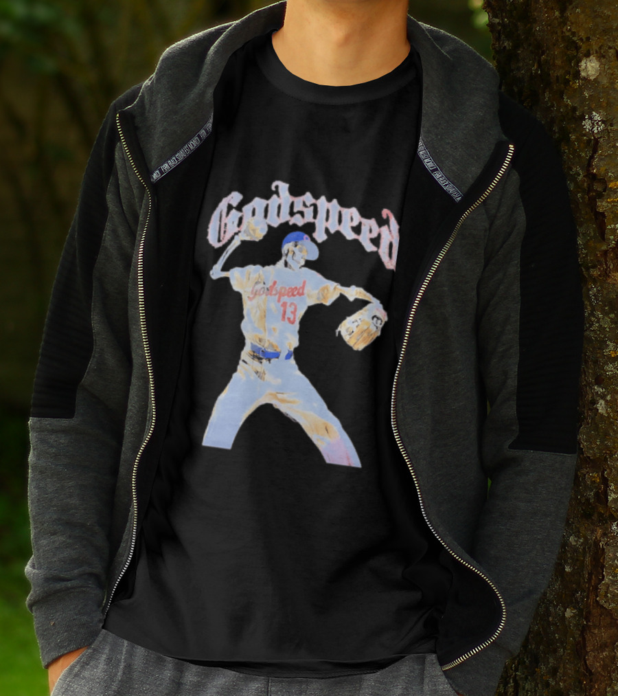 Godspeed Skeleton 13 Pitching Baseball Chicago Cubs T-Shirt