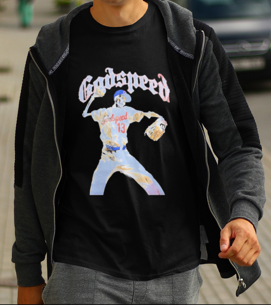 Godspeed Skeleton 13 Pitching Baseball Chicago Cubs T-Shirt