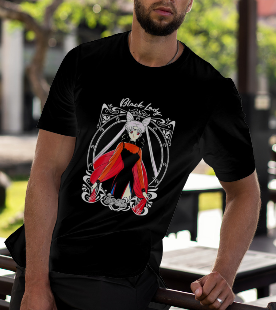 Black Lady Sailor Moon Anime Character Art Nouveau T-Shirt
