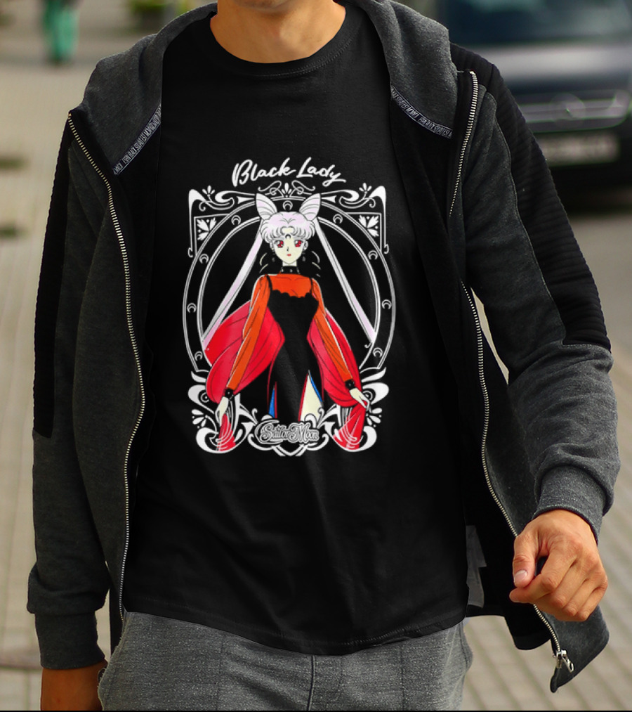 Black Lady Sailor Moon Anime Character Art Nouveau T-Shirt