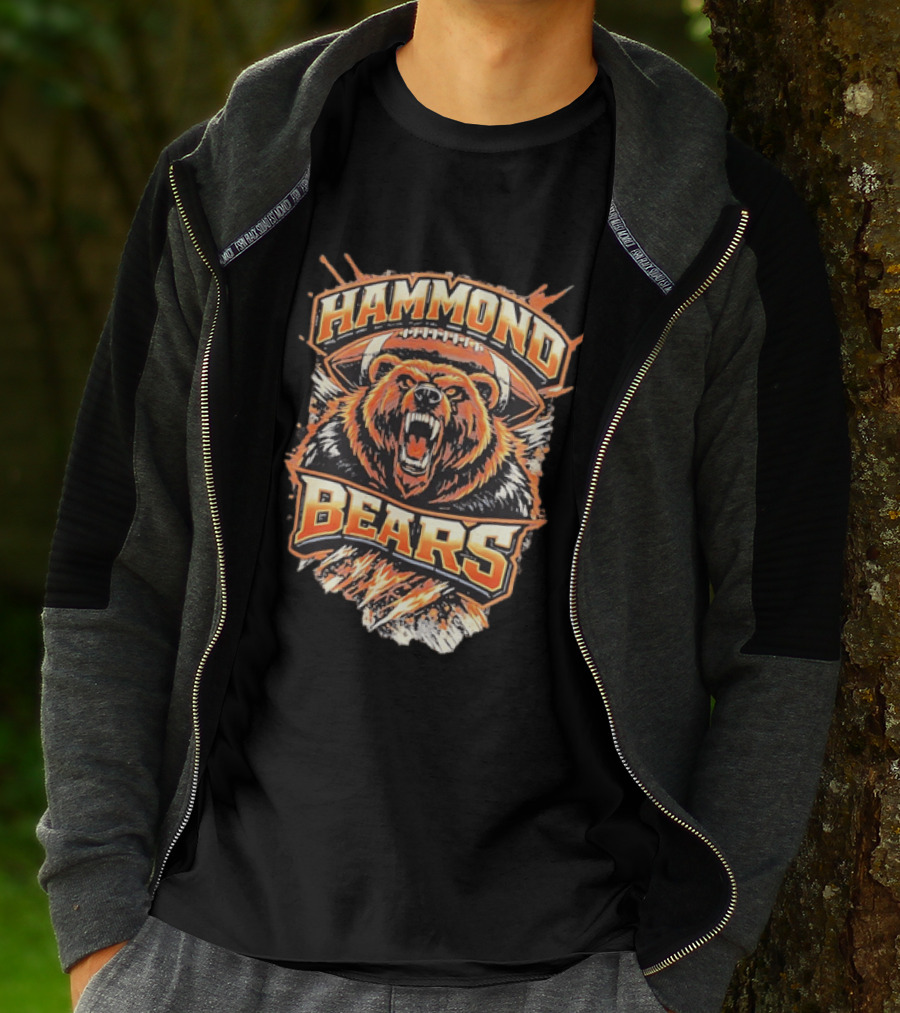 Hammond Bears Football Roaring Bear And Football T-Shirt