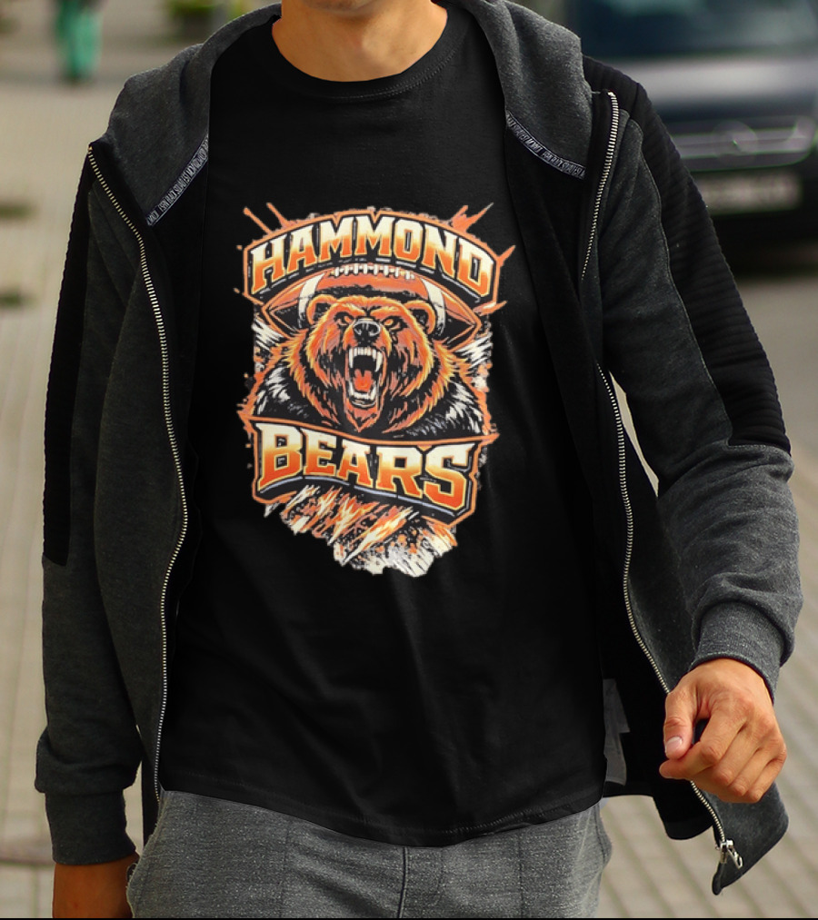 Hammond Bears Football Roaring Bear And Football T-Shirt
