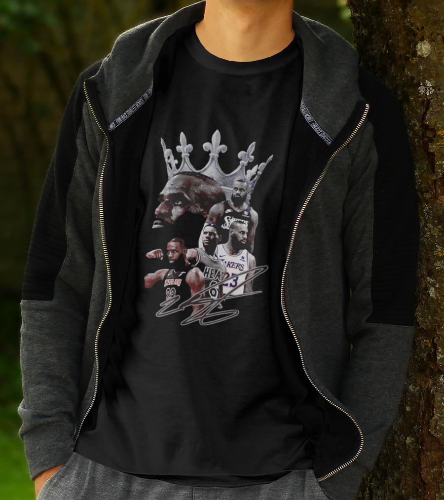 Lebron James Crown Collage Cleveland Miami Lakers Philadelphia 76ers T-Shirt