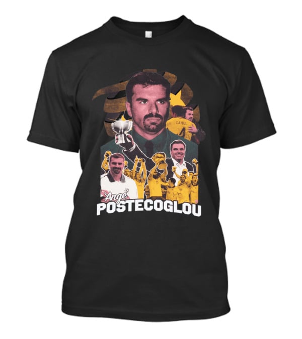 Ange Postecoglou Victory Celebration Collage Champions Cup Cahill T-Shirt