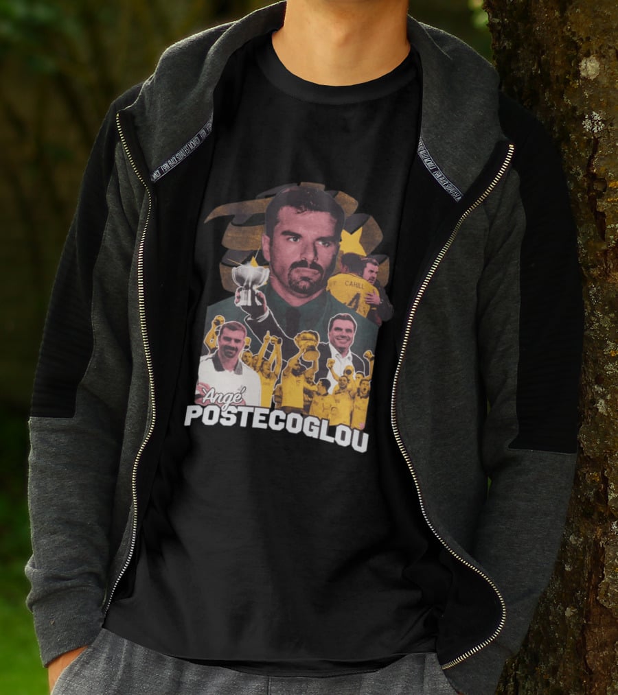 Ange Postecoglou Victory Celebration Collage Champions Cup Cahill T-Shirt