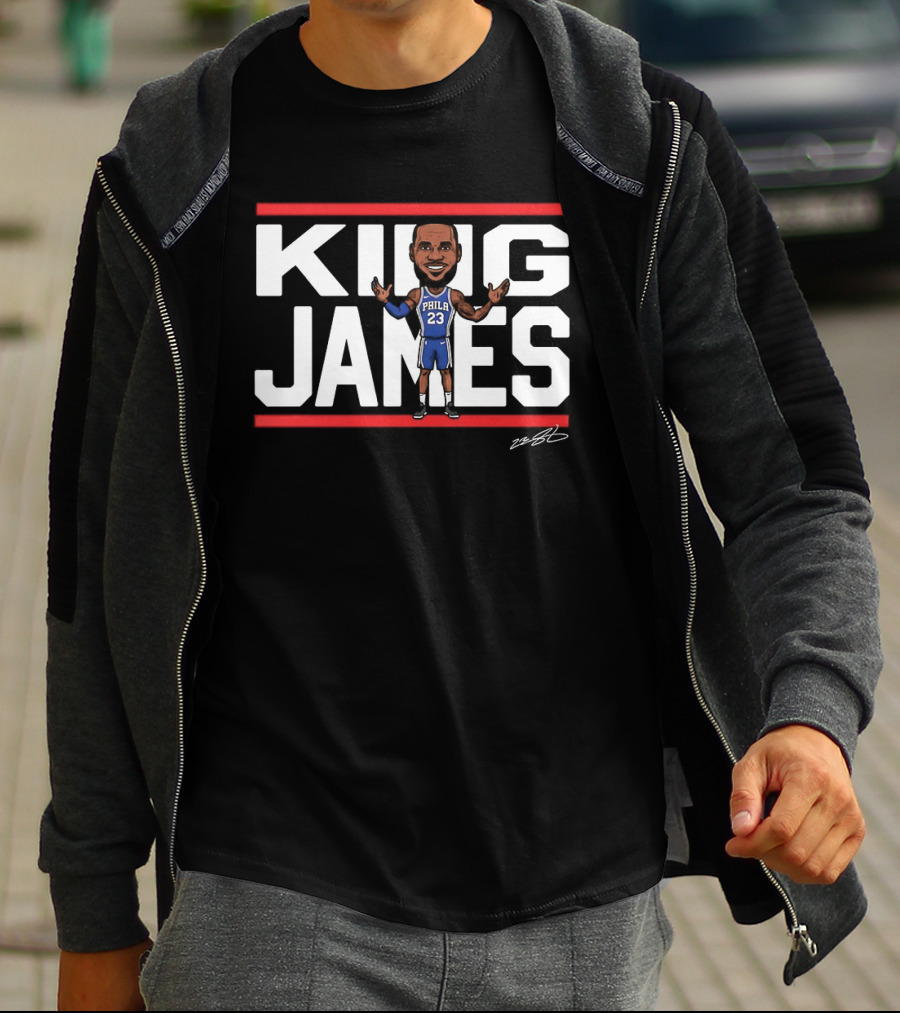 Philadelphia 76ers LeBron James 23 NBA King James Caricature T-Shirt