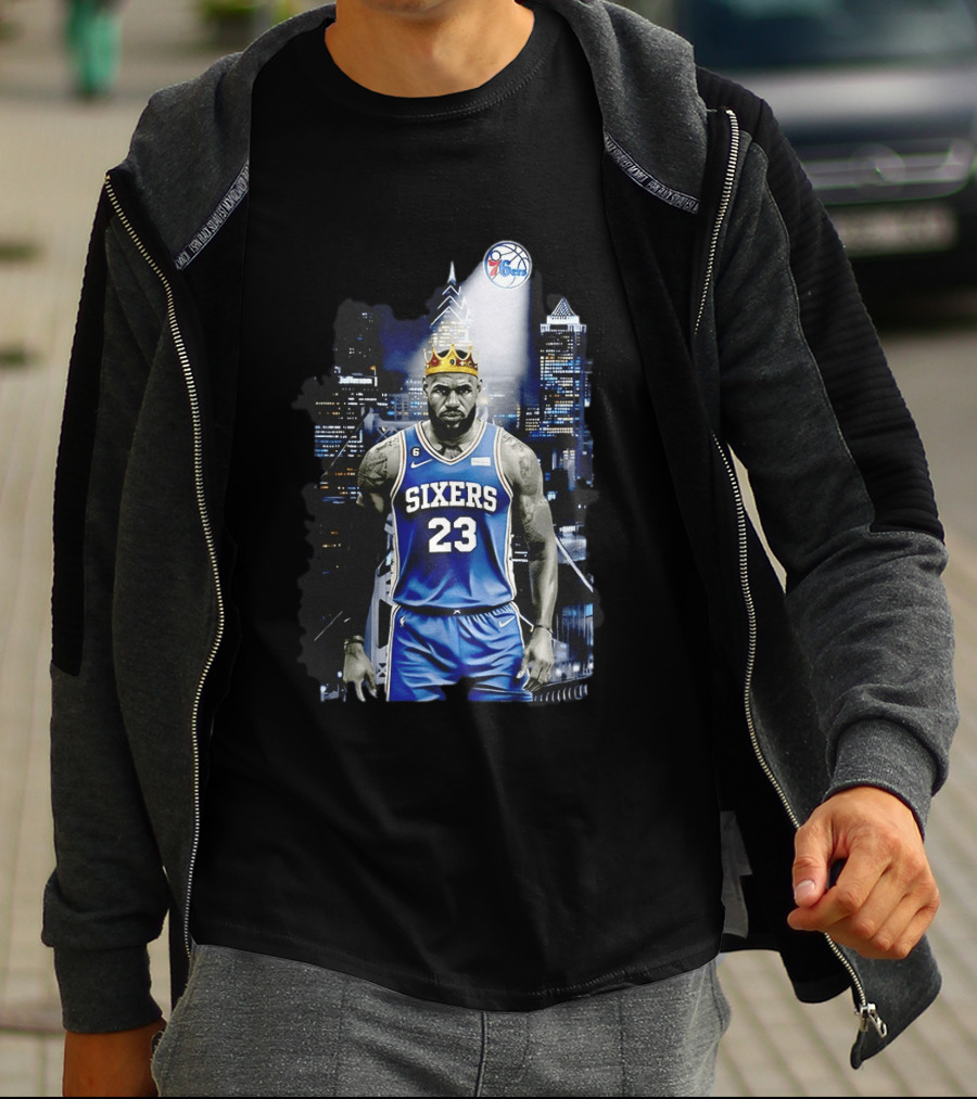 Philadelphia 76ers LeBron James NBA Sixers 23 Jersey With Crown And City T-Shirt