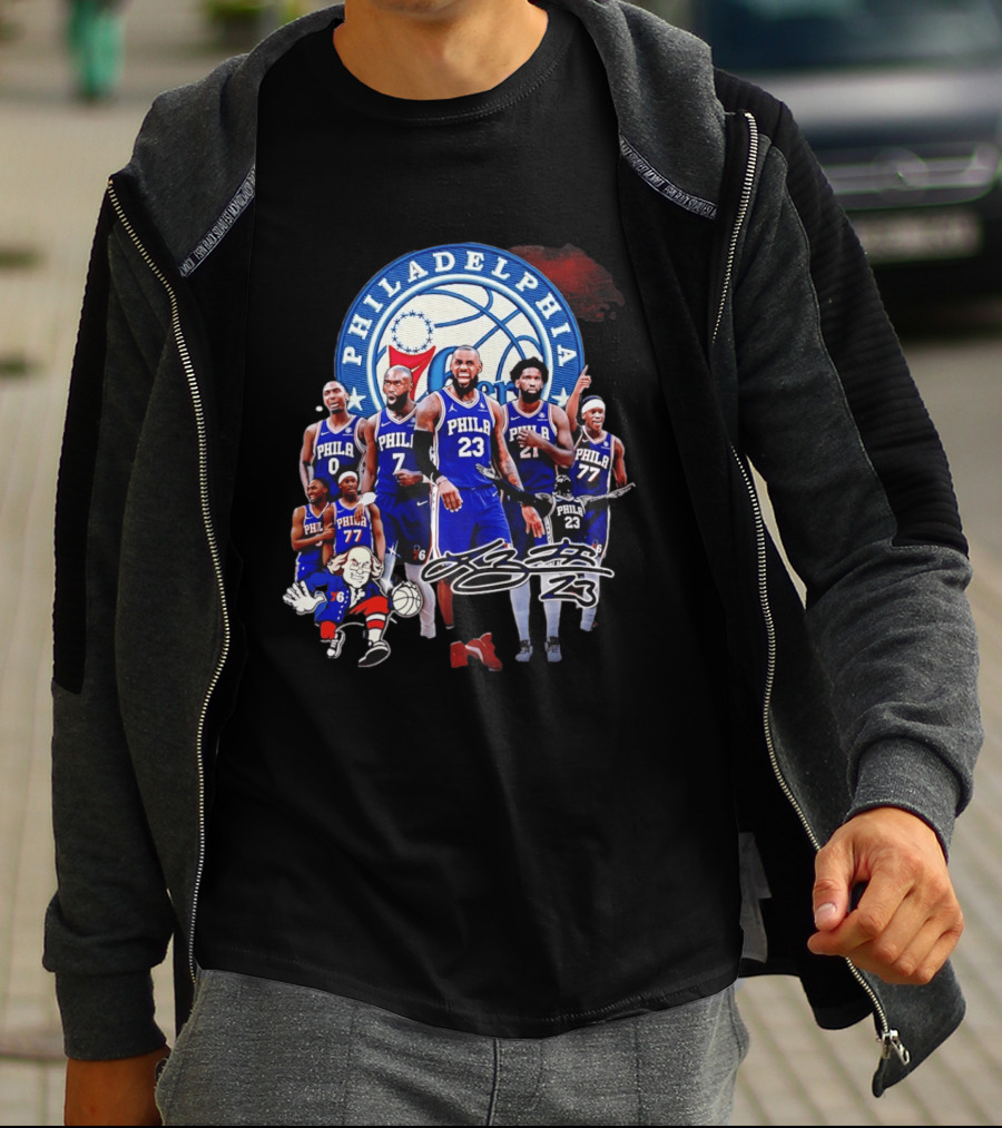 Philadelphia 76ers LeBron James 23 Phila Basketball Team Collage T-Shirt