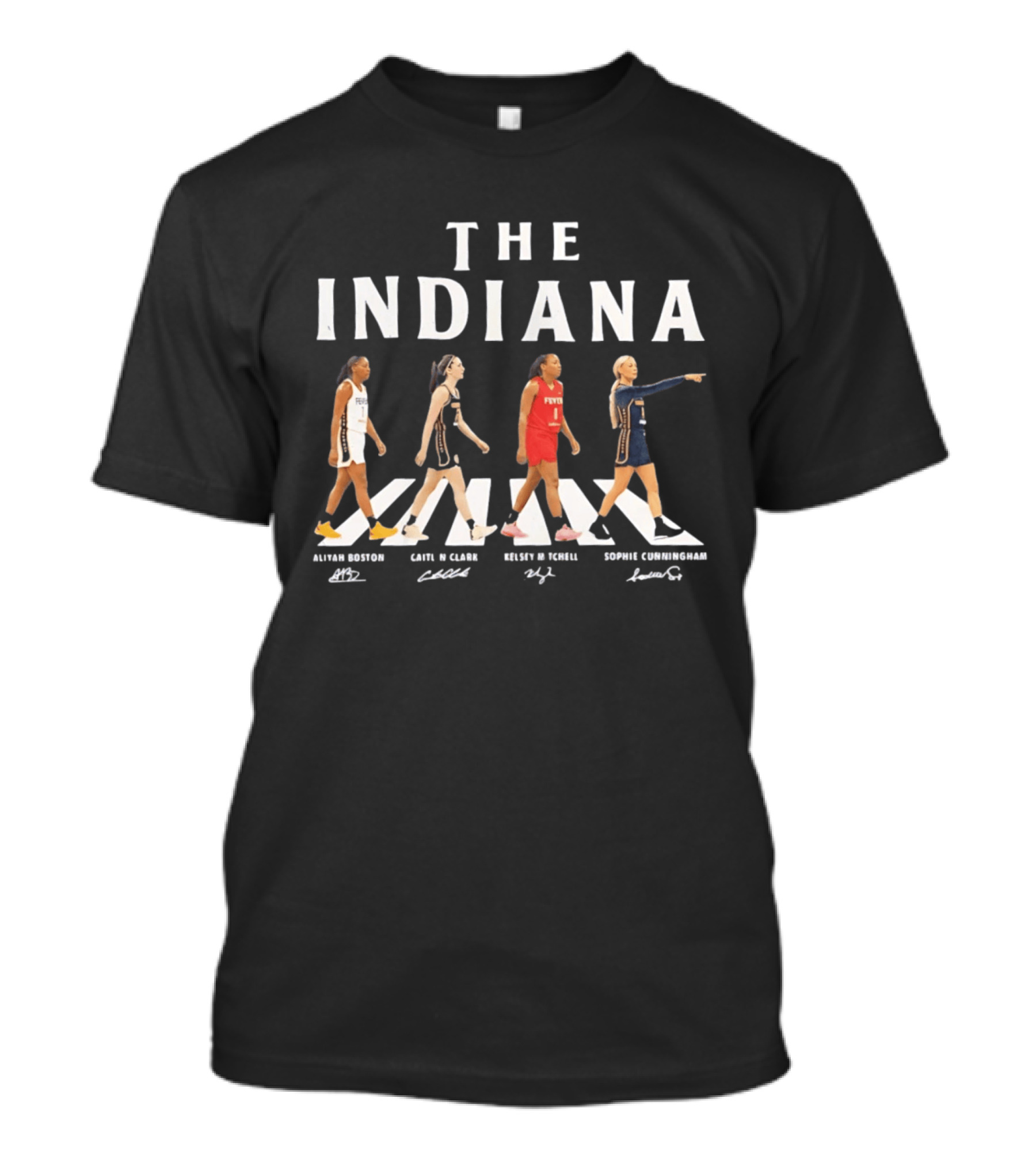 Indiana Fever Abbey Road Crossover Erica Wheeler Kelsey Mitchell Grace Berger Lexie Hull T-Shirt