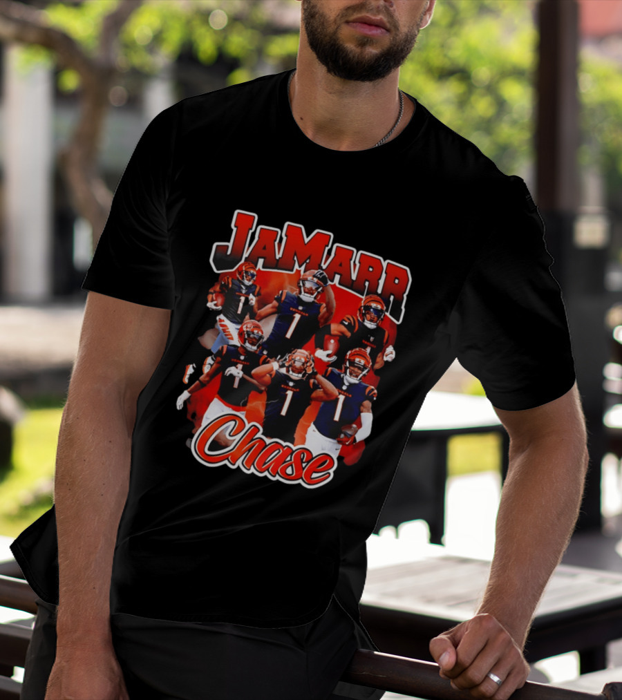 Ja'Marr Chase Cincinnati Bengals Collage Player 1 NFL Football Star T-Shirt