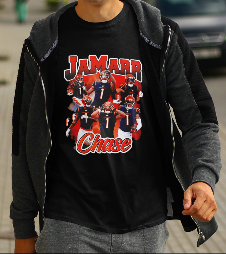 Ja'Marr Chase Cincinnati Bengals Collage Player 1 NFL Football Star T-Shirt