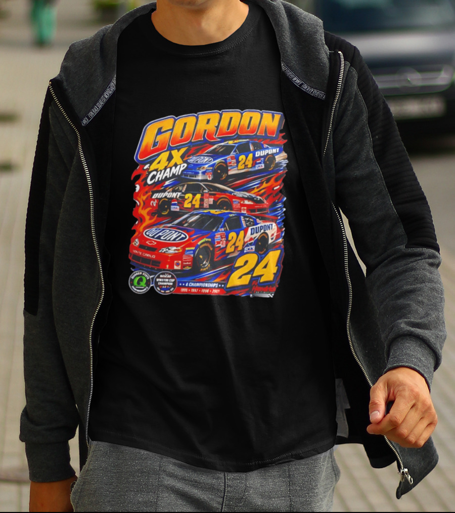 Gordon 4X Champ Number 24 Dupont Racing Car 4 Championships T-Shirt