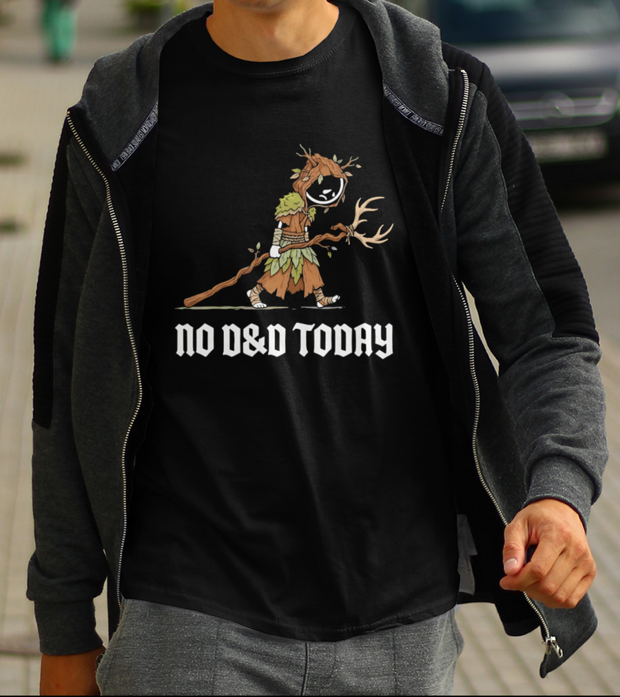 Druid Tree Costume Carrying Antler Staff No D&D Today T-Shirt