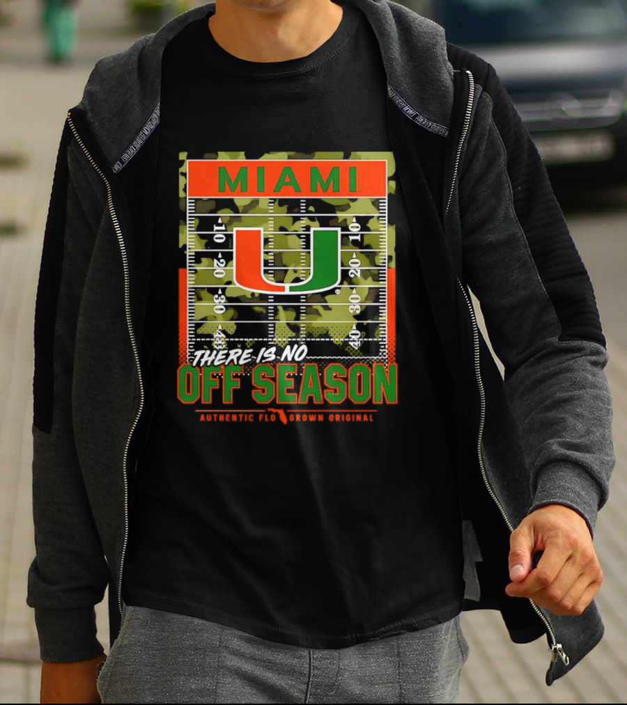 Miami Hurricanes U No Off Season Football Field Camo T-Shirt