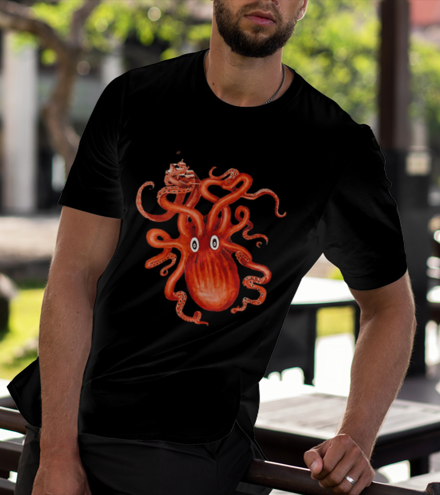 Kraken Vs Ship Nautical Adventure Monster T-Shirt