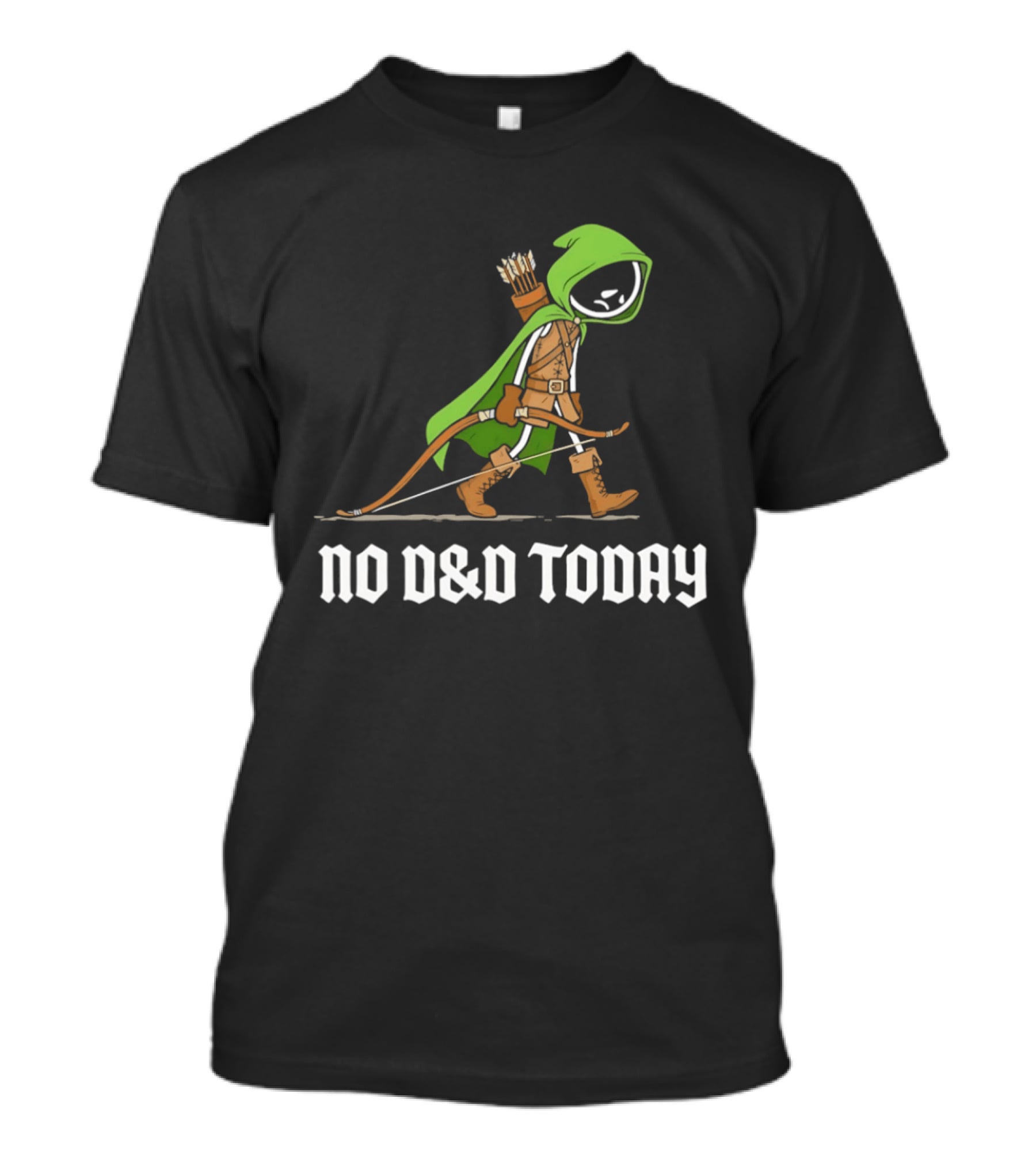 No D&D Today Ranger Cartoon Archer Green Hood Bow And Arrows T-Shirt