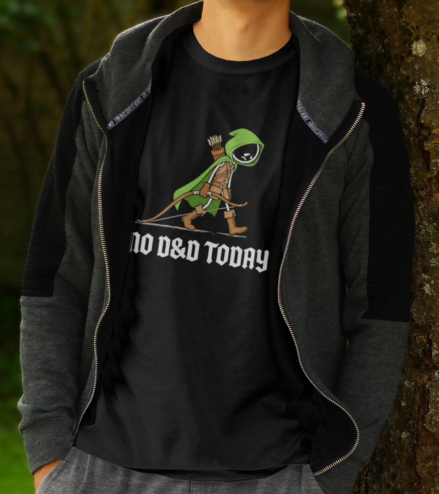 No D&D Today Ranger Cartoon Archer Green Hood Bow And Arrows T-Shirt