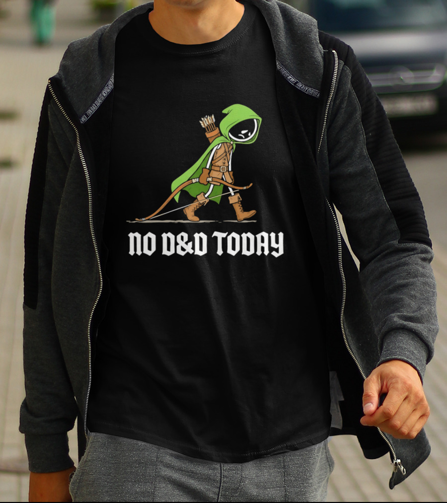 No D&D Today Ranger Cartoon Archer Green Hood Bow And Arrows T-Shirt