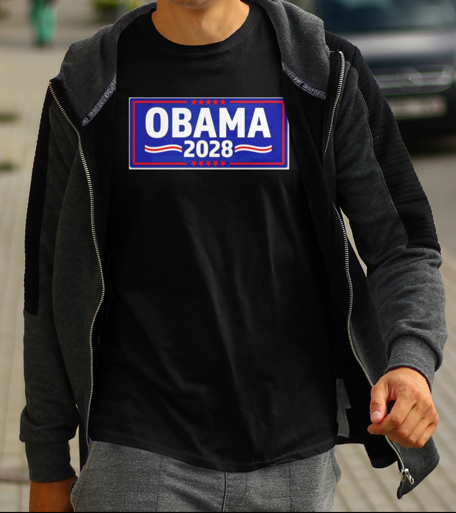Obama 2028 Stars Stripes Political Campaign T-Shirt