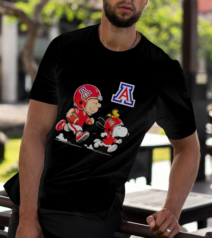 Peanuts Characters Football Arizona Wildcats Team Helmets And Jerseys T-Shirt