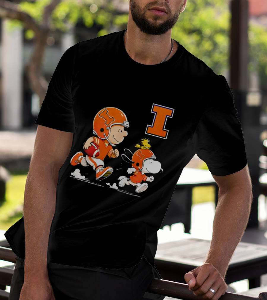 Charlie Brown Snoopy Football Running Letter I Peanuts T-Shirt