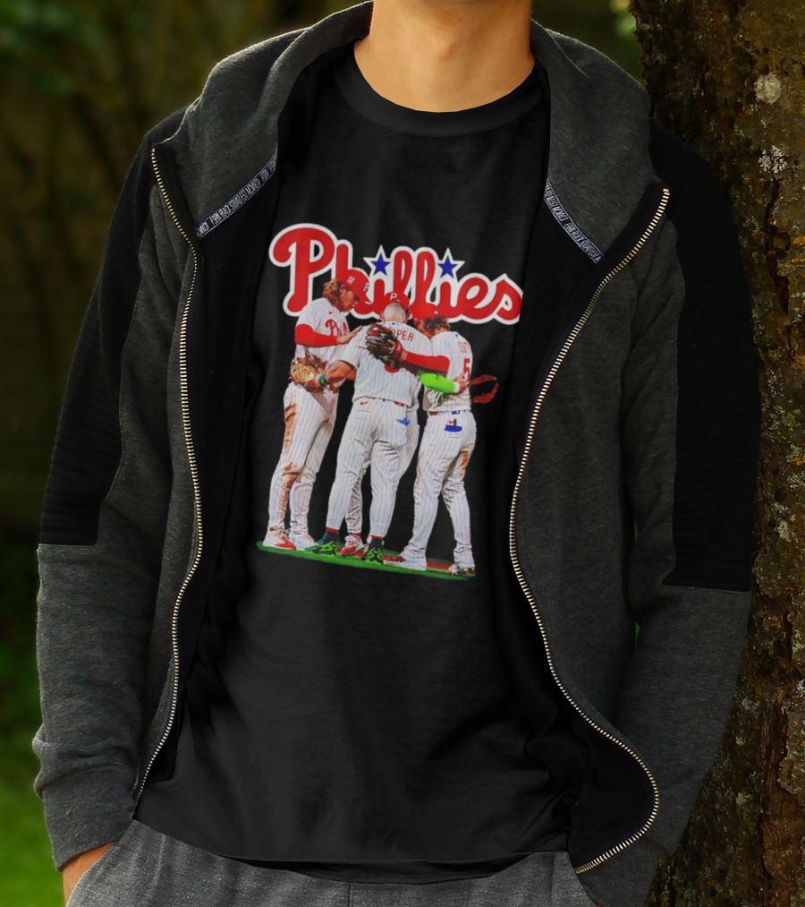 Philadelphia Phillies Team Huddle Harper '26 Baseball Collaboration T-Shirt