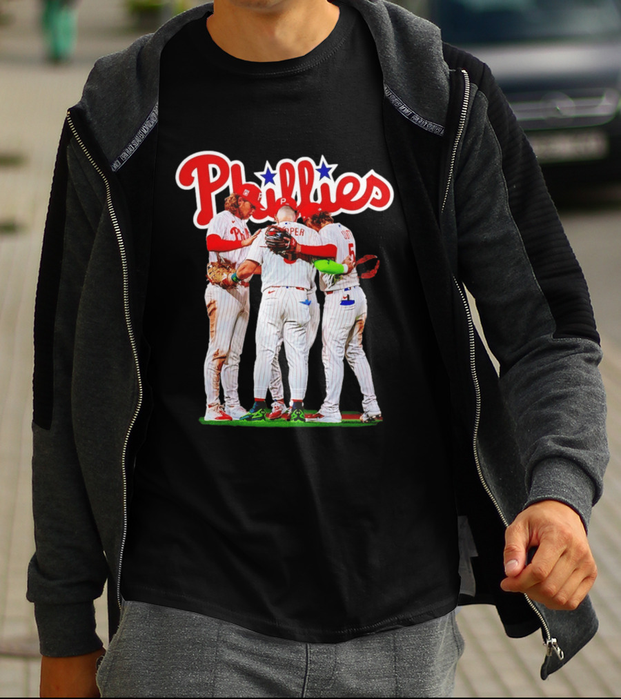 Philadelphia Phillies Team Huddle Harper '26 Baseball Collaboration T-Shirt