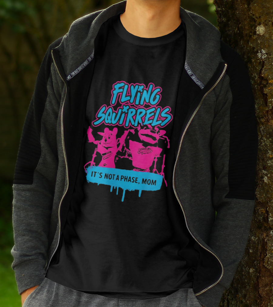 Richmond Flying Squirrels It's Not A Phase Mom Neon Squirrel Characters T-Shirt